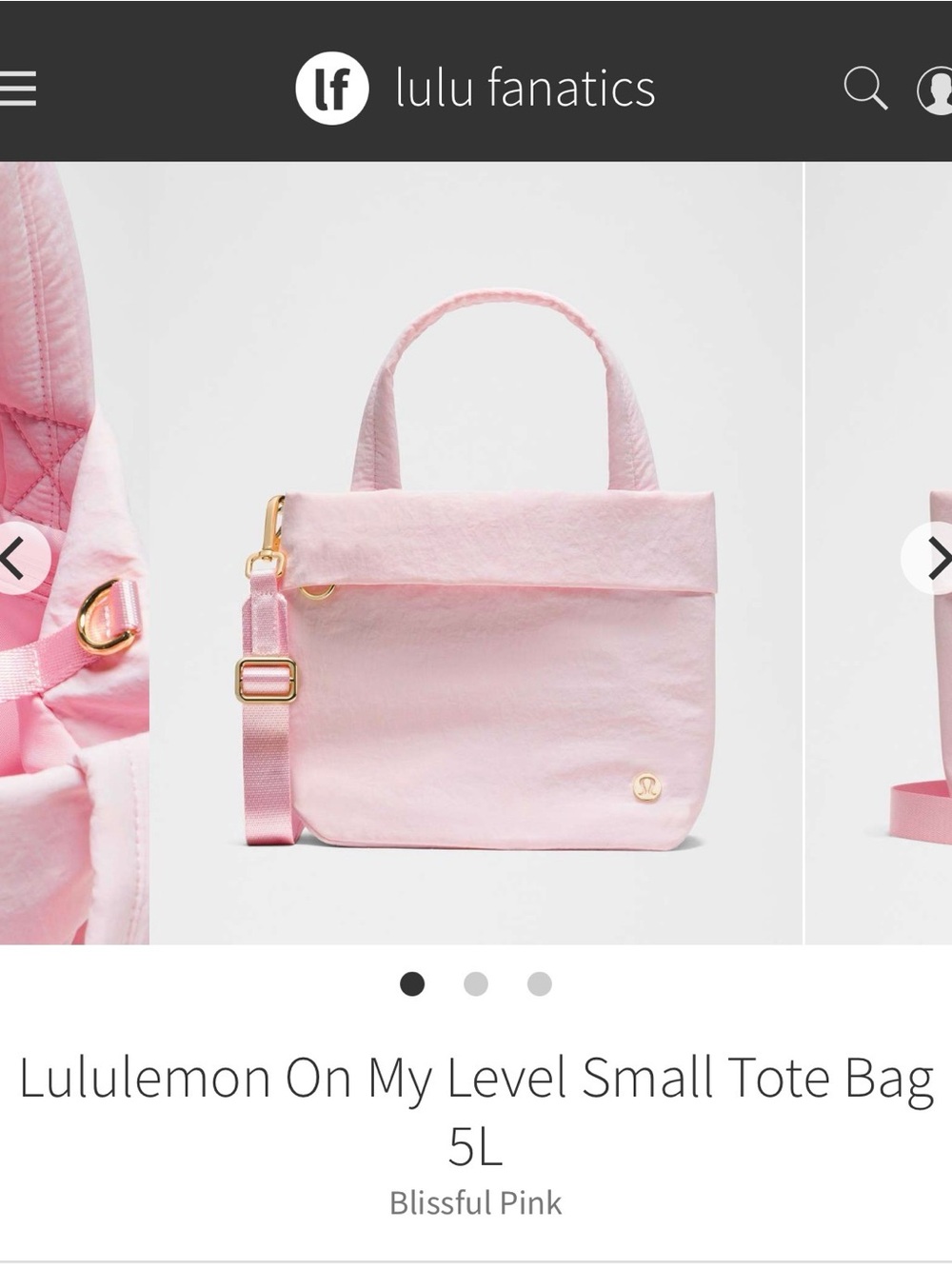 lululemon athletica On My Level Small Tote - Blissful Pink with Gold Hardware